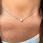 14K White Gold Pearl Necklace