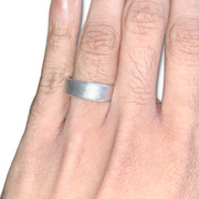 Platinum Flat Wedding Band with Crystaline Finish