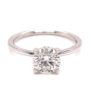 14K White Gold 1.25ct Natural Diamond Solitaire Engagement Ring with Hidden Halo