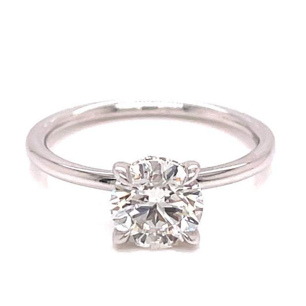 14K White Gold 1.25ct Natural Diamond Engagement Ring with Hidden Halo