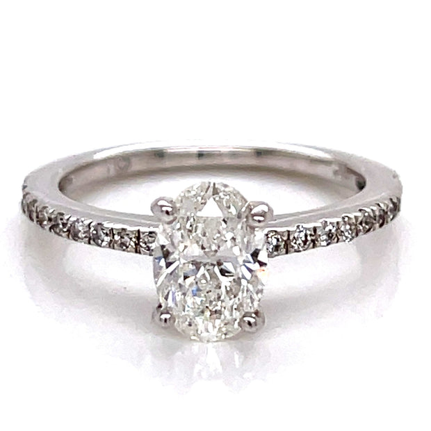 1.40ct tw Natural Oval Pave Engagement Ring in 14K White Gold