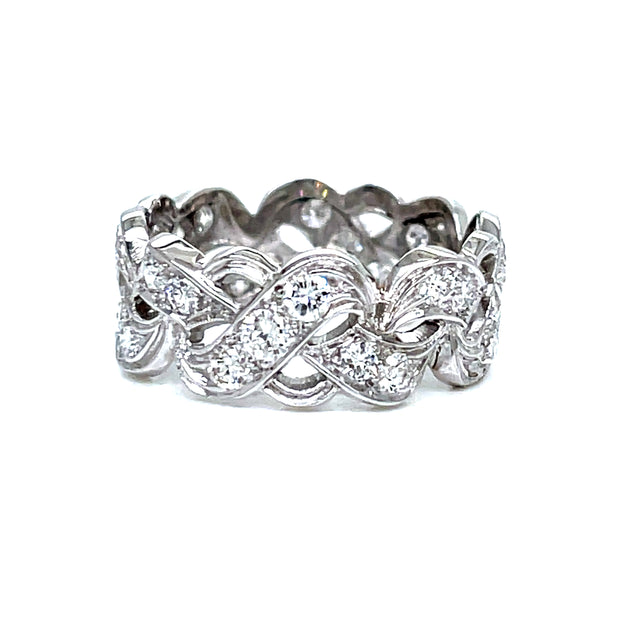 Vintage Platinum and Diamond Wide Band Ring