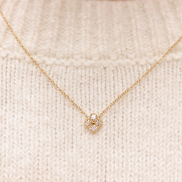 14K Quatrefoil Diamond Necklace