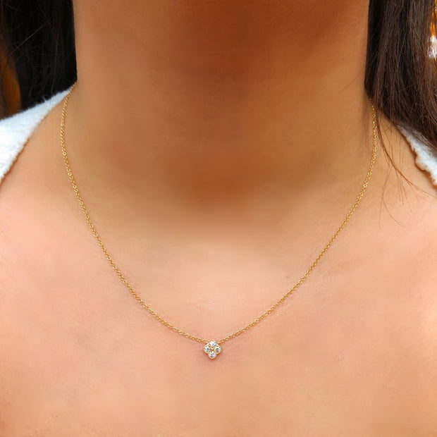 14K Quatrefoil Diamond Necklace