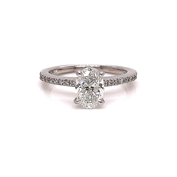 1.40ct tw Natural Oval Pave Engagement Ring in 14K White Gold