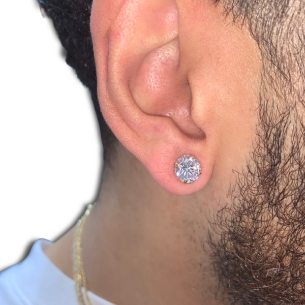 14K 8MM Cubic Zirconia Stud Earrings