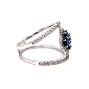 14K White Gold Sapphire and Diamond Negative Space Ring