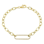 14K Diamond Paperclip Bracelet