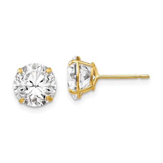14K 8MM Cubic Zirconia Stud Earrings