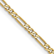 14K Gold Solid Figaro Chain 18" 1.8MM
