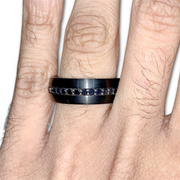 Tungsten Carbide Black Sapphire Eternity Band