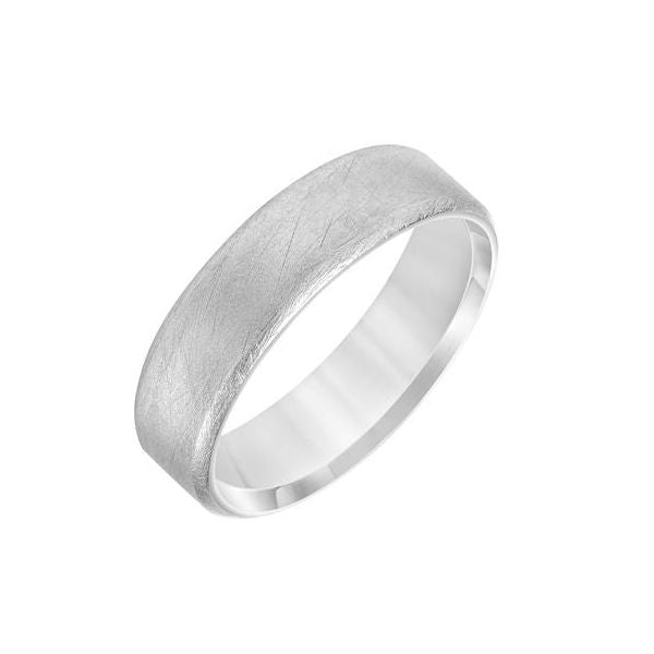 14K Flat Wedding Band with Crystalline Finish