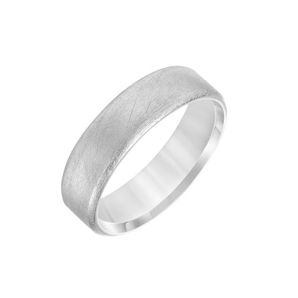 14K Flat Wedding Band with Crystalline Finish