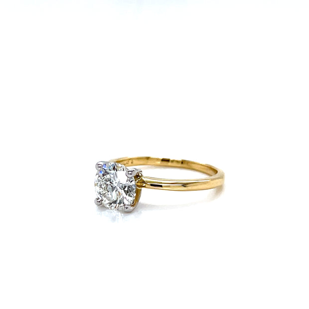 14K & Platinum Two Toned Solitaire 1.50ct Natural Diamond Engagement Ring