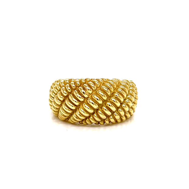 18K Yellow Gold Vintage Textured Dome Ring