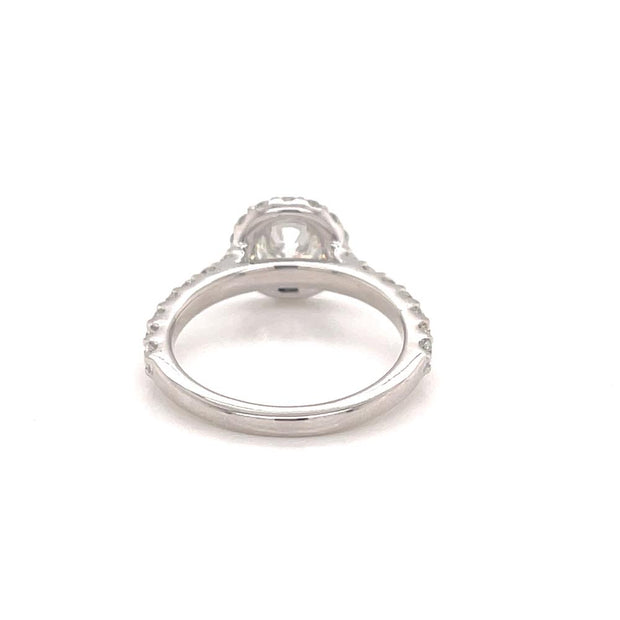 14K White Gold 1.45ct tw Halo Natural Diamond Engagement Ring