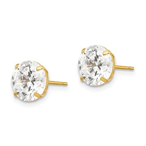 14K 8MM Cubic Zirconia Stud Earrings