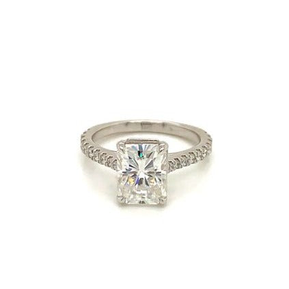 Moissanite and Diamond Engagement Ring